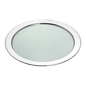 BANDEJA DE PRATA C/VIDRO BRANCO GARÇOM 36cm