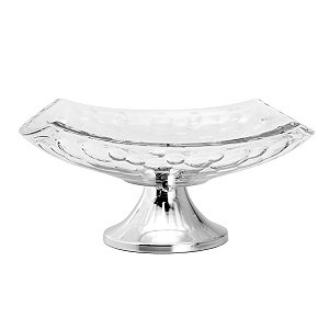 CENTRO DE MESA DE VIDRO C/PÉ DE PRATA MISSISSIPI 40X15CM