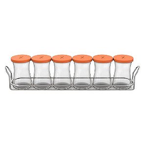 JG 6 PORTA CONDIMENTOS ZEST TAMPA SILICONE LARANJA 6X9X6