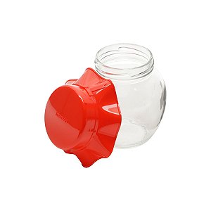 POTE P/TEMPEROS DE VIDRO LAÇO VERMELHO 370ml