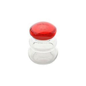 POTE P/TEMPEROS DE VIDRO TRANSPARENTE E VERMELHO 150ml