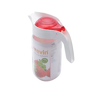 JARRA DE VIDRO TRANSPARENTE E VERMELHA 1l
