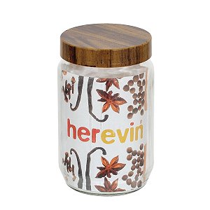 POTE DE VIDRO WOOD TRANSPARENTE E MARROM 660ml
