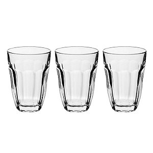JG DE 3 COPOS BAROQUE EM VIDRO 235ML A10,5CM