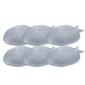 JG DE 6 PRATOS PARA SOBREMESA MARINE EM VIDRO L20XP16XA3CM