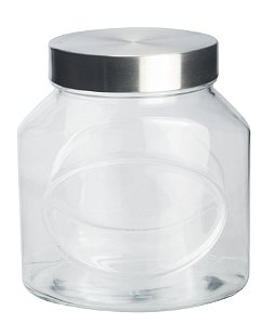 POTE DE VIDRO ELIPS COM TAMPA DE METAL 1500ML
