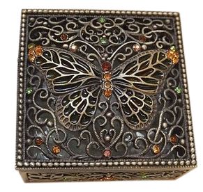 PORTA JOIAS EM ZAMAC BORBOLETA 6X6X2.7CM