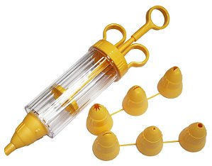 SERINGA PARA CONFEITAR DE PLÁSTICO C/6 BICOS CORES SORTIDAS