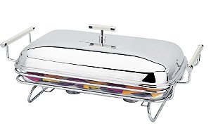 RECHAUD PERLE RETANGULAR EM INOX E VIDRO 3L