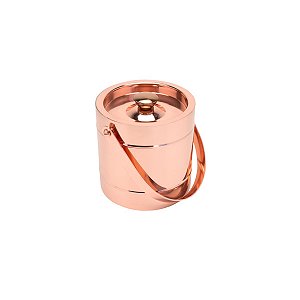 BALDE P/GELO AÇO INOX PAREDE DUPLA ACABAMENTO EM  COBRE 2,8
