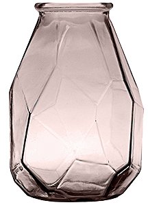 VASO DE VIDRO ORIGAMI 35CM ROSA