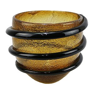 VASO EM VIDRO AMARELO E PRETO