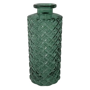 VASO DE VIDRO VERDE COM TEXTURA