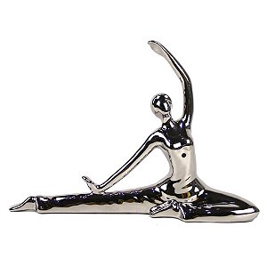 PECA DECORATIVA EM CERAMICA PRATEADA BAILARINA