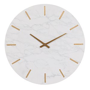 RELOGIO DE PAREDE EM METAL BRANCO E DOURADO