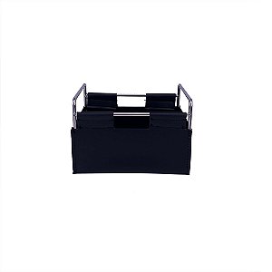 PORTA UTENSILIOS METAL E COURO SINTETICO PRETO