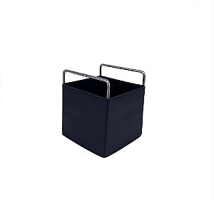 PORTA UTENSILIOS METAL E COURO SINTETICO PRETO