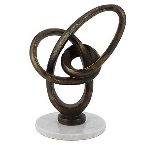 PECA DECORATIVA DE RESINA E MÁRMORE BRONZE E BRANCA