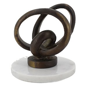 PECA DECORATIVA DE RESINA E MÁRMORE BRONZE E BRANCA