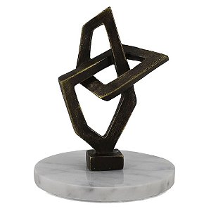 PECA DECORATIVA DE RESINA E MÁRMORE BRONZE E BRANCA