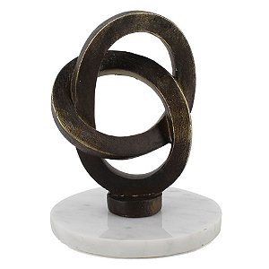PECA DECORATIVA DE RESINA E MÁRMORE BRONZE E BRANCA