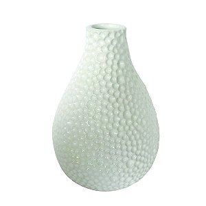 VASO DECORATIVO DE CERAMICA BRANCO13,5CM X 13,5CM X 19CM