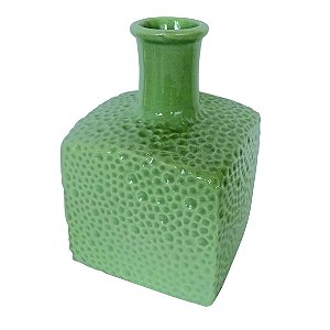 VASO DECORATIVO DE CERAMICA VERDE10CM X 10CM X 15,5CM