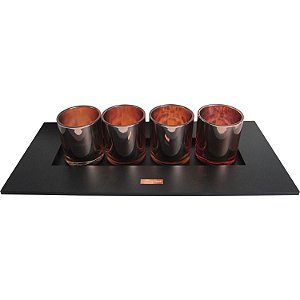 CASTICAL DE VIDRO PARA 4 VELAS - 59X26X13 CM
