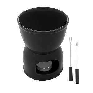APARELHO DE FONDUE 4 PEÇAS PARA DUAS PESSOAS PRETO 400ML - WOLFF
