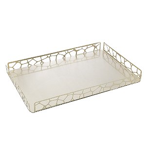 BANDEJA DE AÇO INOX MAHAL CHAMPANHE 46,5CM X 31CM X 4CM - WOLFF