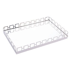 BANDEJA DE AÇO INOX COM ESPELHO ELOS 45CM X 33CMX 5CM - WOLFF