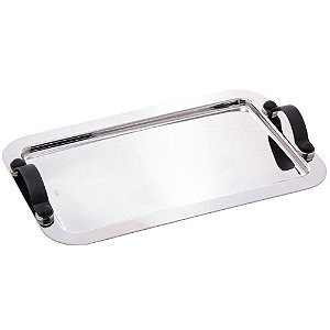 BANDEJA DE AÇO INOX COM ALÇA MANHANTTAN PRETO FOSCO 43CM X 34CM X 5CM - WOLFF