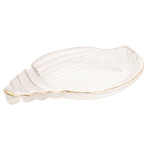 BOWL DE VIDRO CONCHA COM FIO DE OURO CARACOL 21CM X 15,5CM - WOLFF