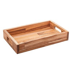 BANDEJA DE MADEIRA TECA 40CM X 24CM X 7CM - WOLFF CRAFT