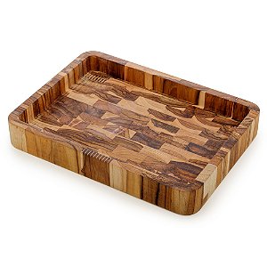 BANDEJA DE MADEIRA TECA 33CM X 24CM X 4,5CM - WOLFF CRAFT