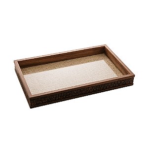 BANDEJA DE MADEIRA COQUINHO COM SISAL NATURAL 37CM X 23CM X 4,5CM - WOODART