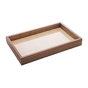 BANDEJA DE MADEIRA COM SISAL E BAMBU NATURAL 37,5CM X 23,5CM X 4CM - WOODART