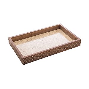 BANDEJA DE MADEIRA COM SISAL E BAMBU NATURAL 30CM X 17CM X 4CM - WOODART
