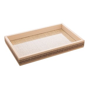 BANDEJA DE MADEIRA COM SISAL E BAMBU BEGE 45CM X 30CM X 4CM - WOODART