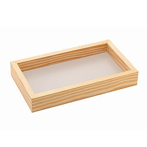 BANDEJA DE MADEIRA COM FUNDO LAQUEADO PINUS OFF-WHITE 30 CM X 17 CM X 4,5CM - WOODART