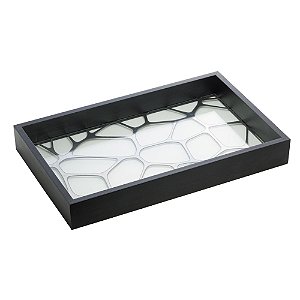 BANDEJA DE MADEIRA COM FUNDO DE VIDRO MAHAL PINUS  PRETA 47CM X 32CM X 4,5CM - WOODART