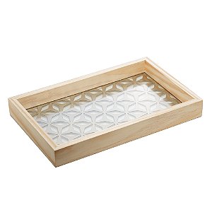 BANDEJA DE MADEIRA COM FUNDO DE VIDRO GARDEN PINUS 47CM X 32CM X 4,5CM - WOODART