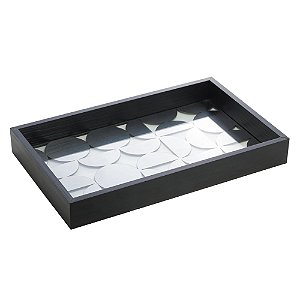 BANDEJA DE MADEIRA COM FUNDO DE VIDRO BAUHAUSS PINUS  PRETA 47CM X 32CM X 4,5CM - WOODART