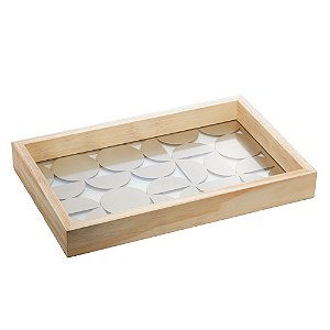 BANDEJA DE MADEIRA COM FUNDO DE VIDRO BAUHAUS PINUS 47CM X 32CM X 4,5CM - WOODART