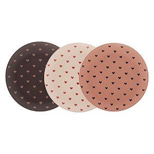 CONJUNTO 6 PRATOS DE CERÂMICA CORAÇÃO SORTIDAS 19,5CM - WOLFF