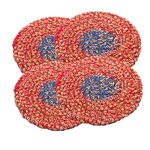 CONJUNTO 4 PORTA COPOS DE FIBRA NATURAL COLORIDO 10CM - WOLFF