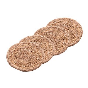 CONJUNTO 4 PORTA COPOS DE FIBRA NATURAL 10CM - WOLFF