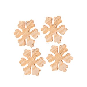 CONJUNTO 4 DESCANSOS PARA PANELA EM MADEIRA PINUS FLOCO DE NEVE 20CM X 20CM X 1,6CM - WOODART