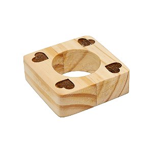 CONJUNTO 4 ANÉIS QUADRADOS PARA GUARDANAPOS DE MADEIRA PINUS NAMORADOS 7CM X 2CM - WOODART