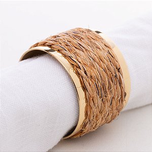 CONJUNTO 4 ANÉIS PARA GUARDANAPOS DE SISAL DOURADO NATURE 4,5CM X 3,5CM X 4,5CM - WOLFF